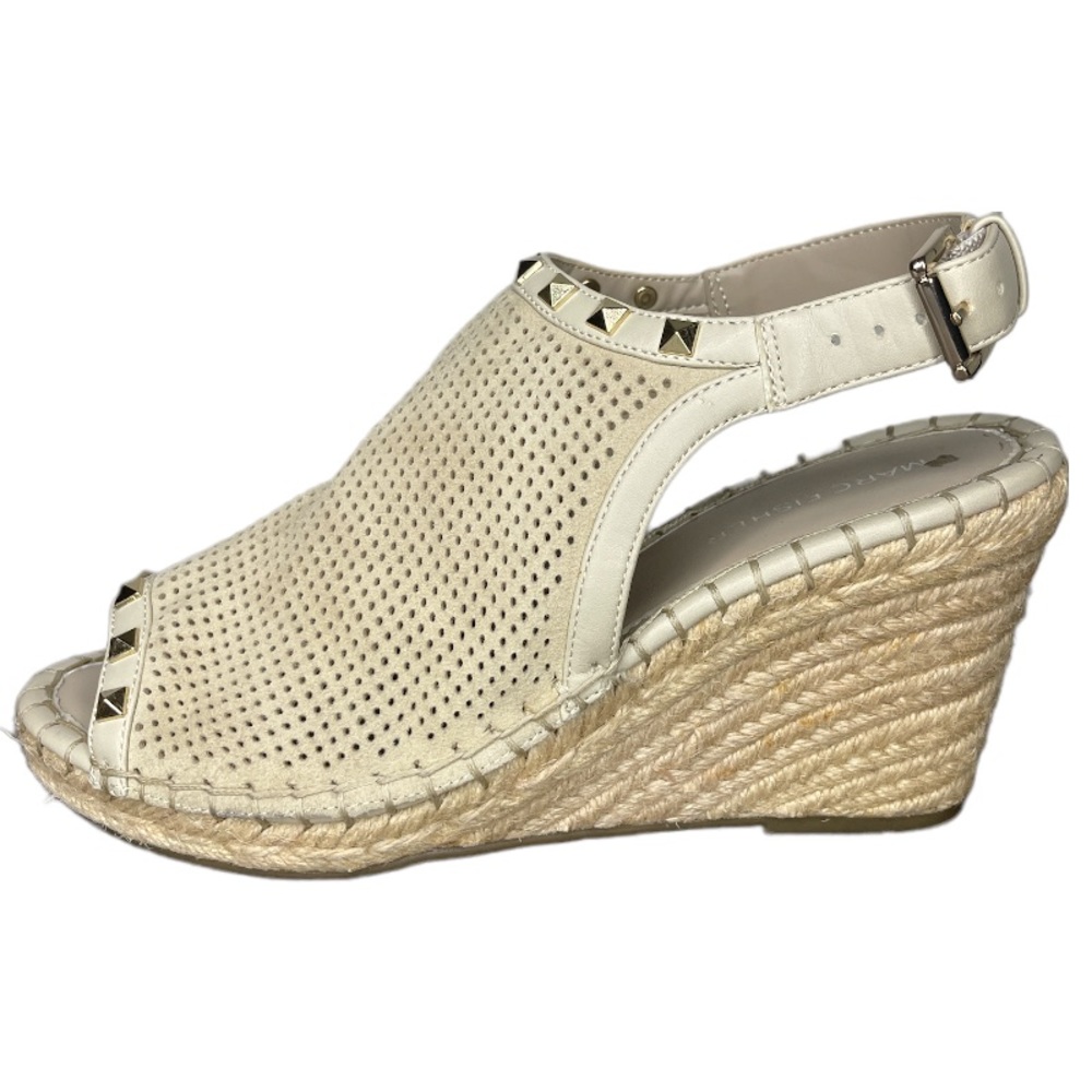 Marc Fisher Senton Studded Espadrille Wedges in Tan Size 7 1/2
